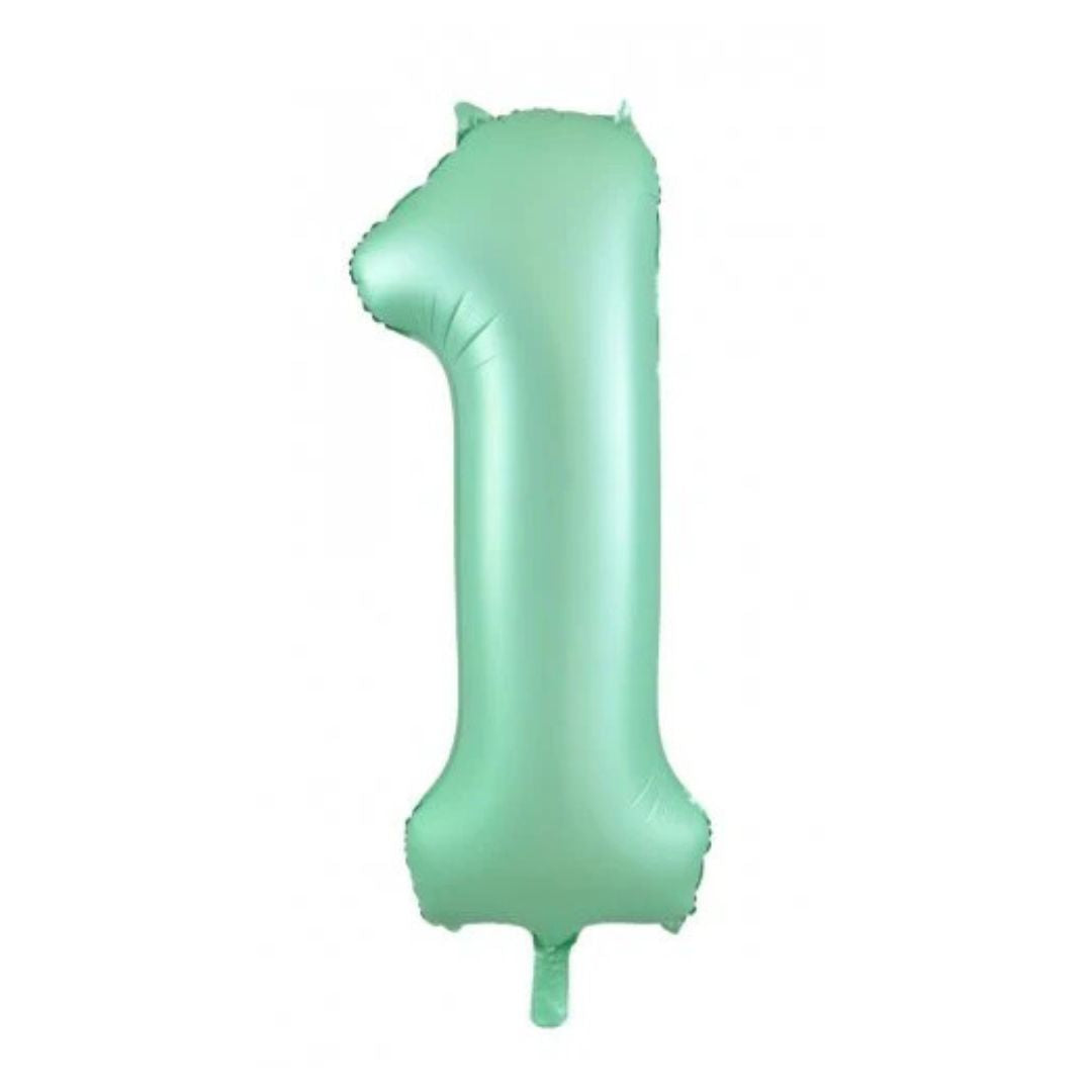 Matte mint green giant number 1 foil balloon - Remarkable Parties