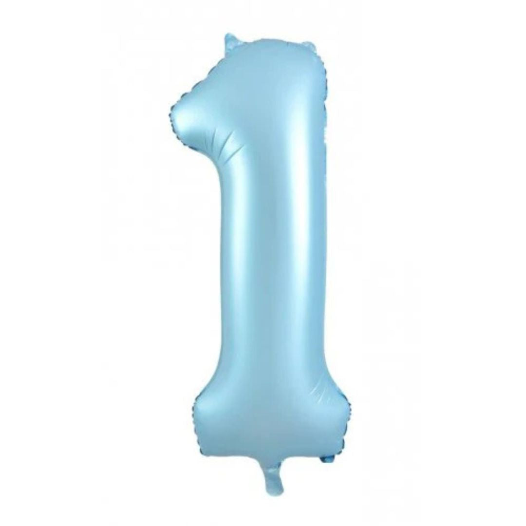 Giant Matte Pastel Blue Number 1 Foil Balloon - Remarkable Parties