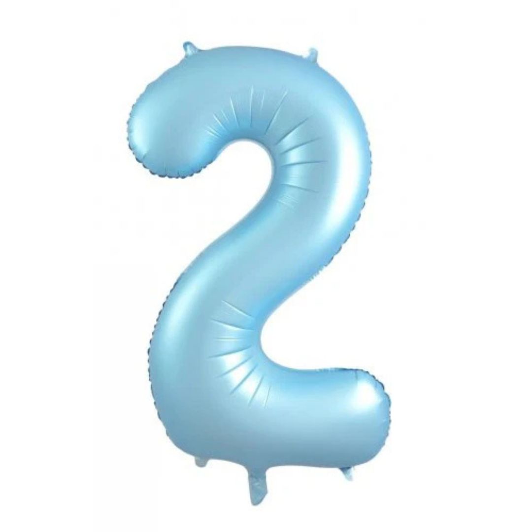 Giant Matte Pastel Blue Number 2 Foil Balloon - Remarkable Parties