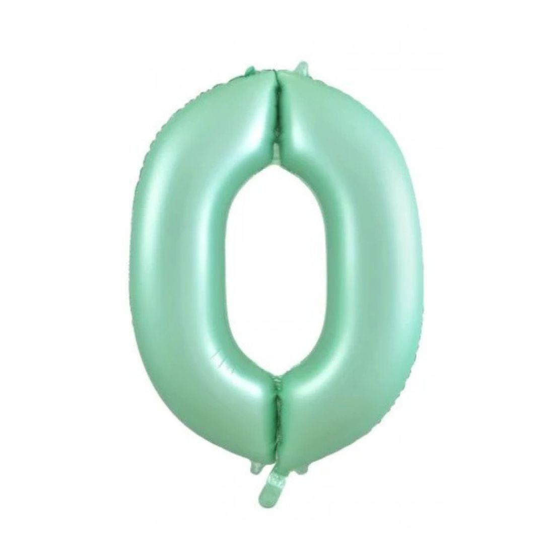 Matte mint green giant number 0 foil balloon - Remarkable Parties