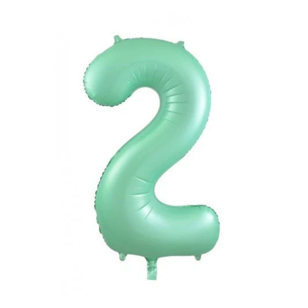 Matte mint green giant number 2 foil balloon - Remarkable Parties
