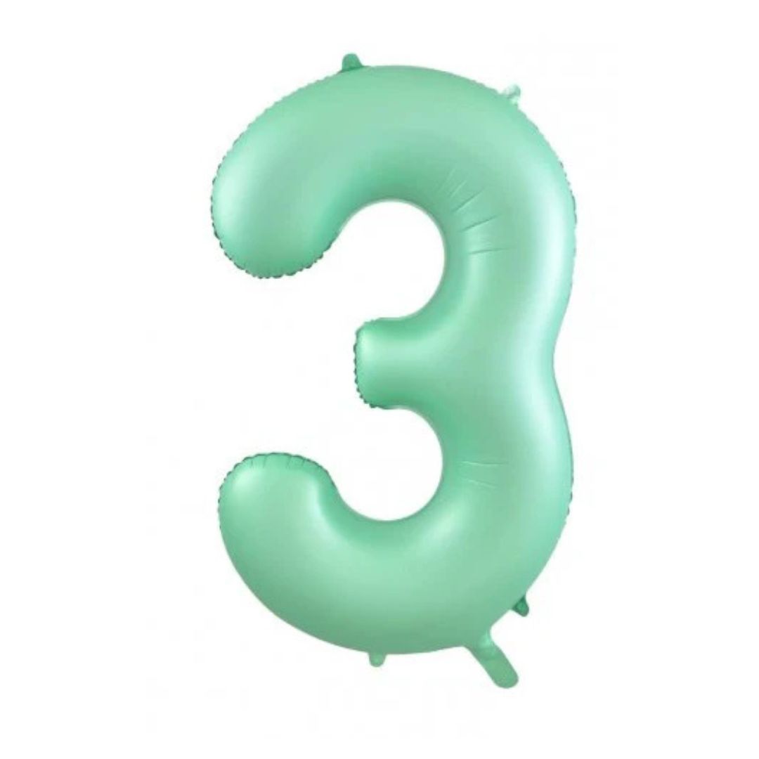 Matte mint green giant number 3 foil balloon - Remarkable Parties