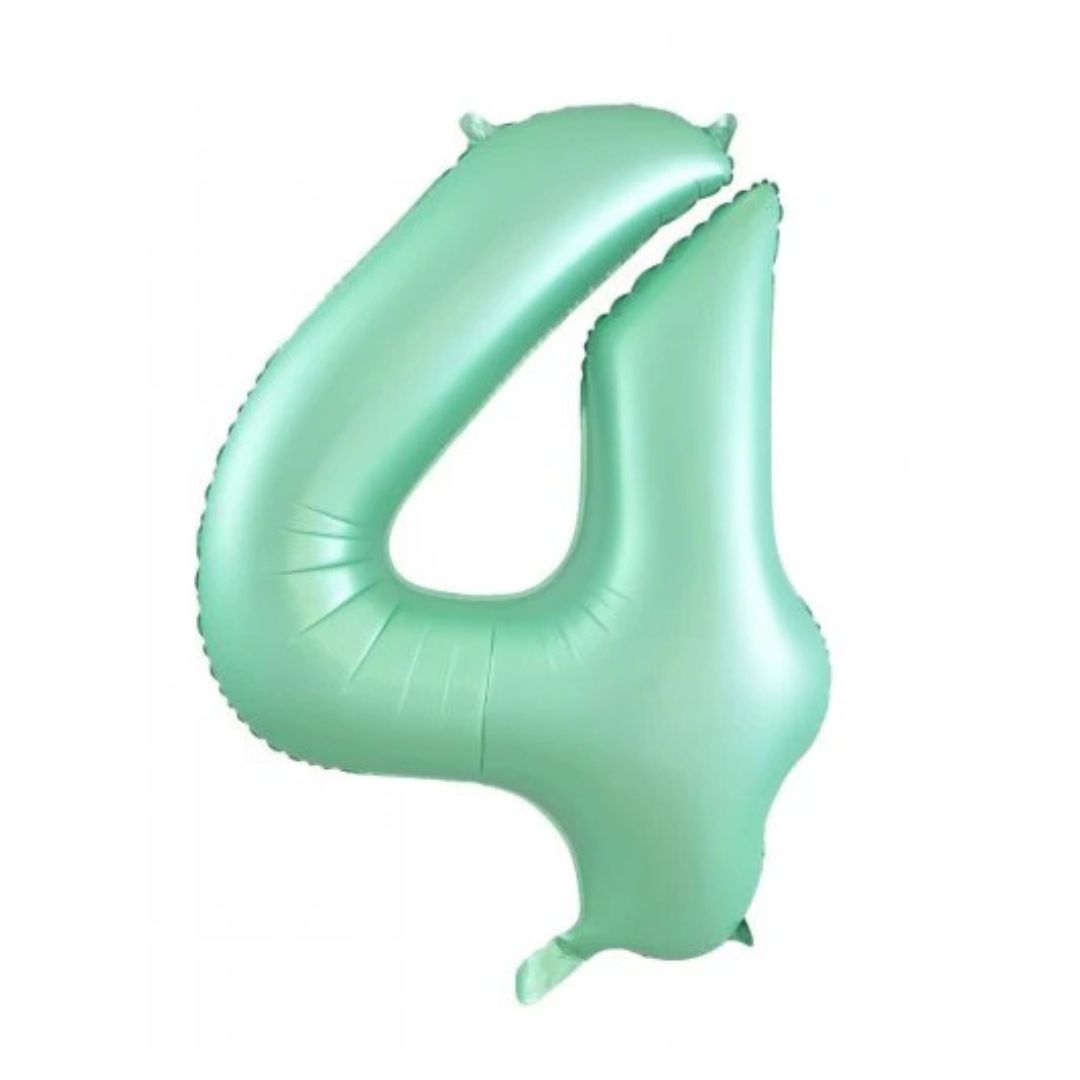 Matte mint green giant number 4 foil balloon - Remarkable Parties