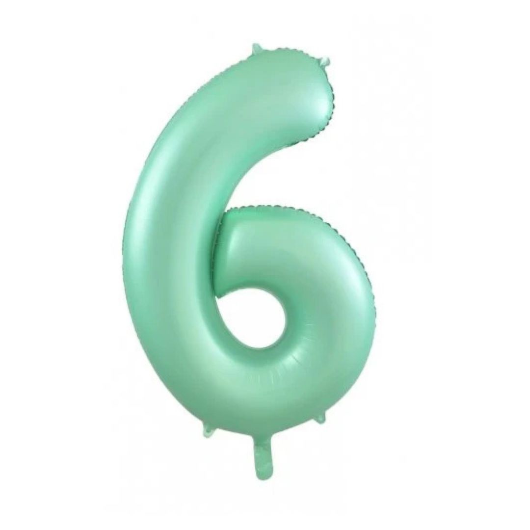 Matte mint green giant number 6 foil balloon - Remarkable Parties