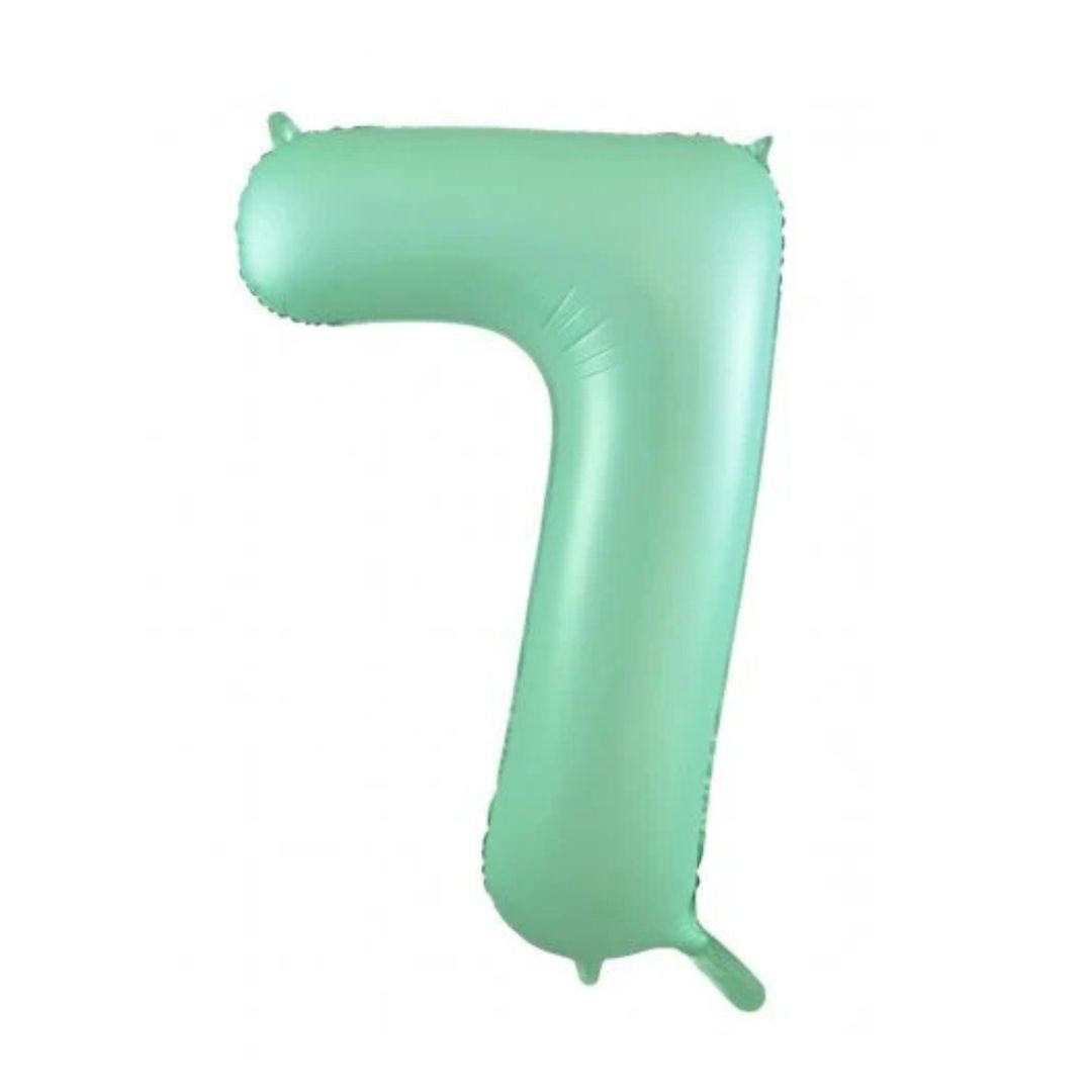 Matte mint green giant number 7 foil balloon - Remarkable Parties
