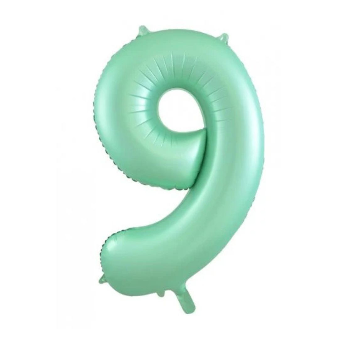 Matte mint green giant number 9 foil balloon - Remarkable Parties