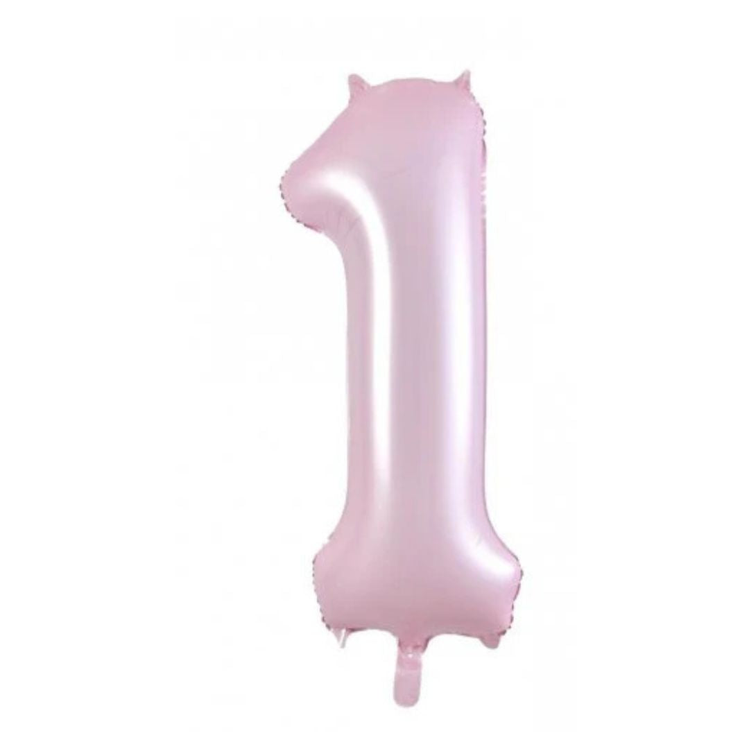 Giant matte light pink number 1 foil balloon - Remarkable Parties