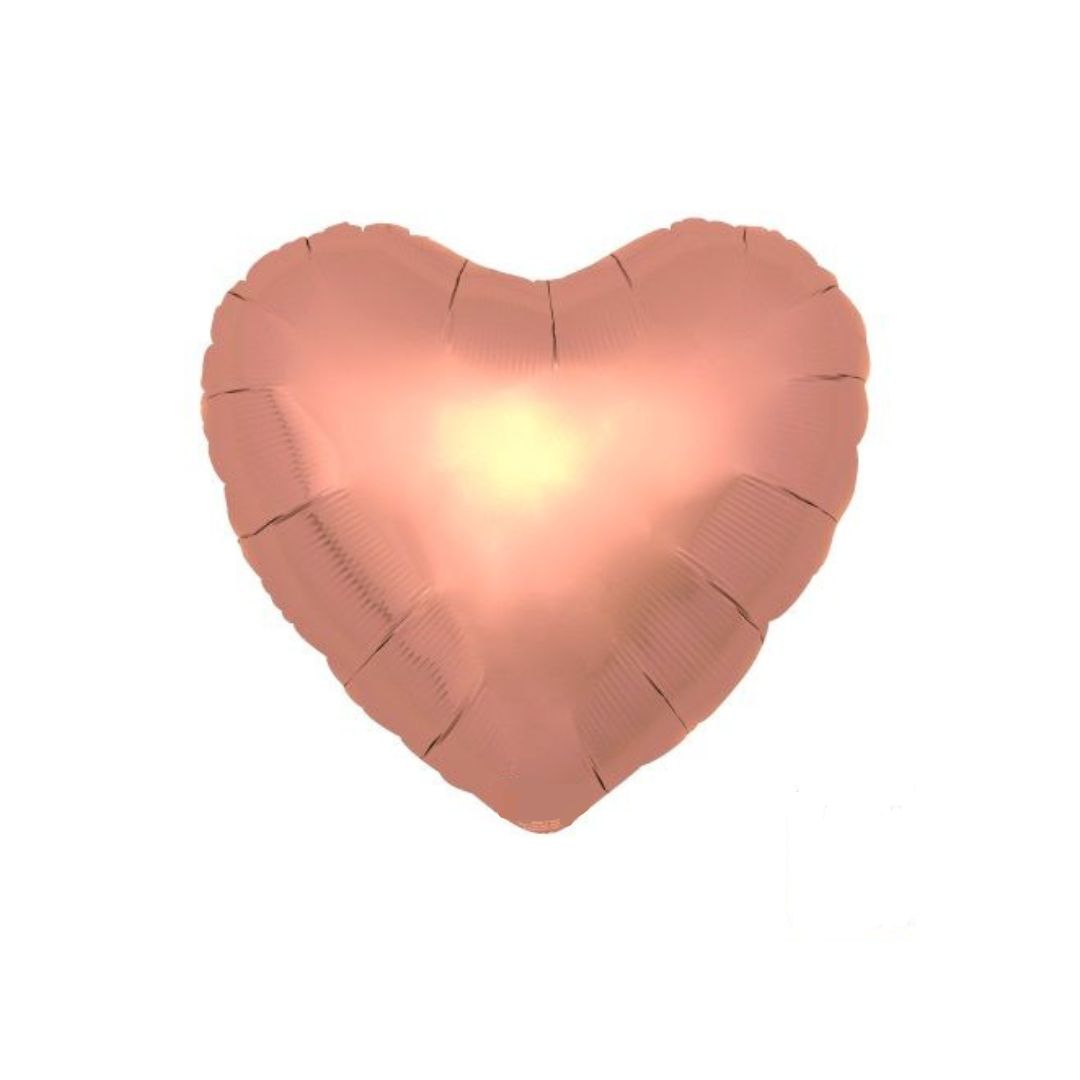 Metallic Rose Gold Foil Heart Balloon 35cm - Remarkable Parties