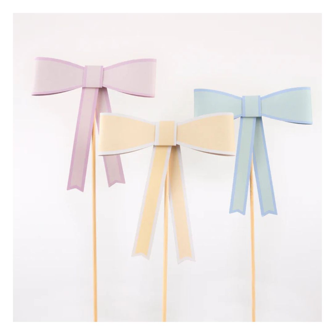 Pastel bow cake toppers - Remarkable Parties
