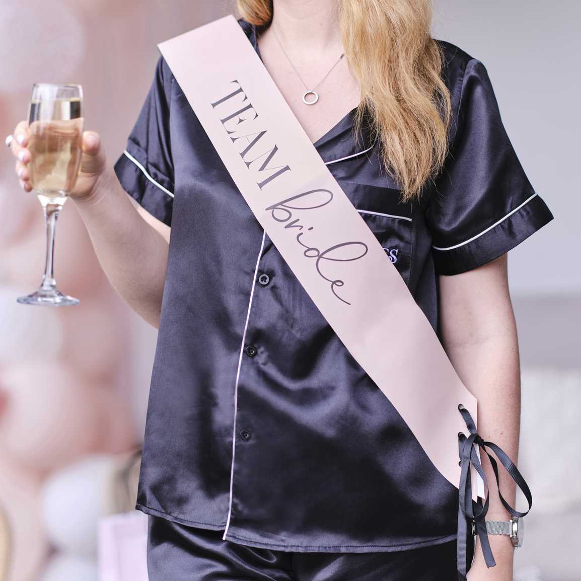 Pink & Black Team Bride Sashes (6 pack)- Remarkable Parties