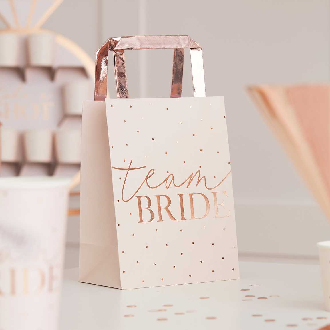 Rose Gold Team Bride Favour Bags (5 Pack)-Remarkable Parties